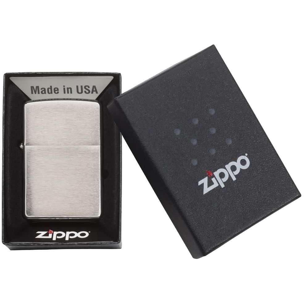 Зажигалка Zippo Classic Brushed, серебристая с логотипом СПб - фото № 2