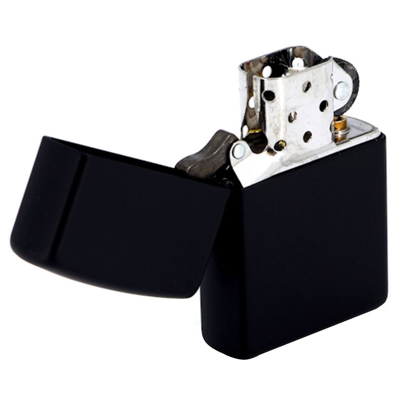 Зажигалка Zippo Classic Matte, матовая черная с логотипом СПб - фото № 2