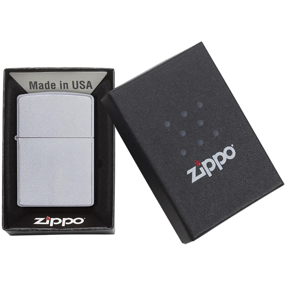 Зажигалка Zippo Classic Satin, серебристая с логотипом СПб - фото № 2