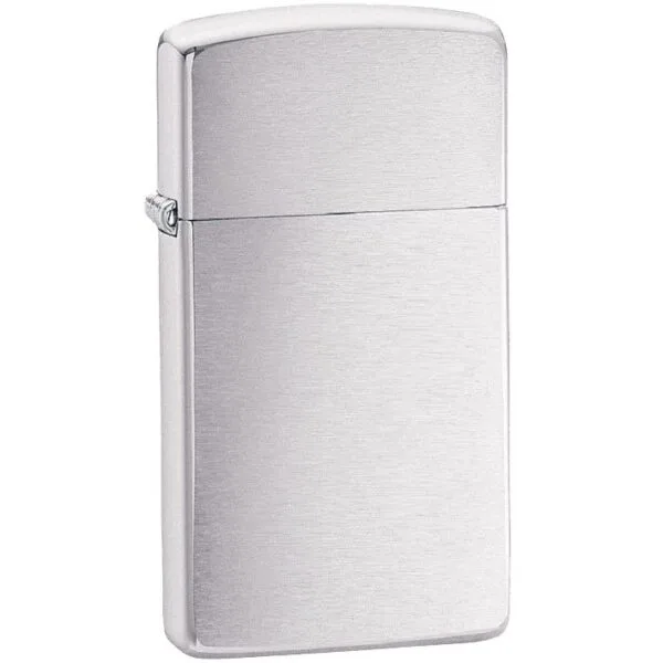 Зажигалка Zippo Slim Brushed, матовая серебристая с логотипом СПб - фото № 1