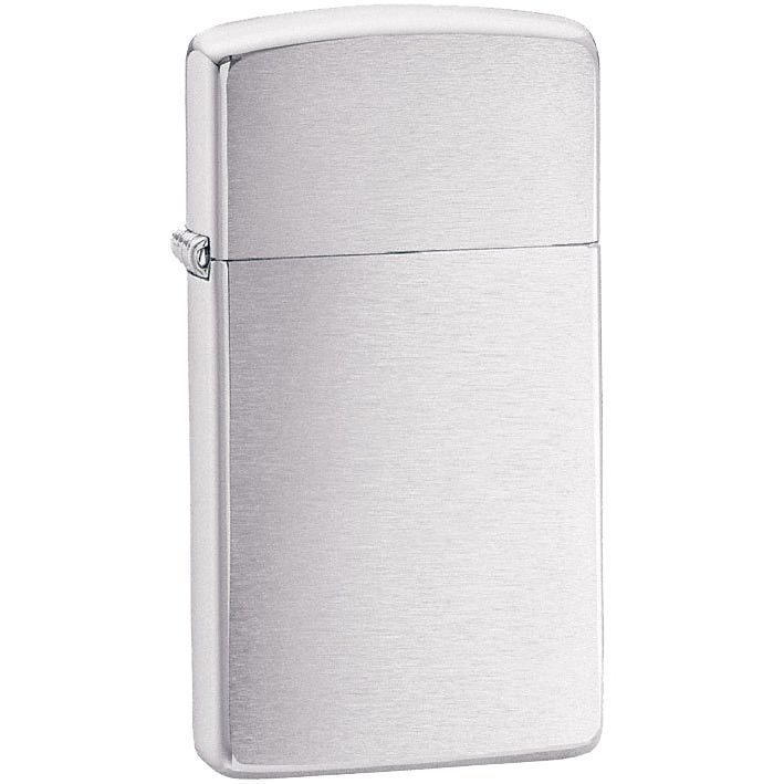 Зажигалка Zippo Slim Brushed, матовая серебристая с логотипом СПб - фото № 1