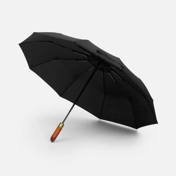 Зонт складной Cloudburst в подарочной упаковке, черный с логотипом СПб - фото № 1