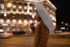 Зонт складной Manifest Color со светоотражающим куполом, черный с логотипом СПб - фото № 6