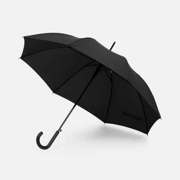 Зонт-трость Rainolla, черный с логотипом СПб - фото № 1