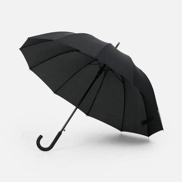 Зонт-трость Sombrella, черный с логотипом СПб - фото № 1