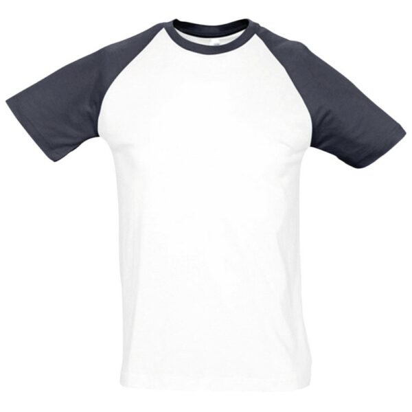 Футболка мужская двухцветная Funky 150, белая с темно-синим с логотипом СПб - фото № 1