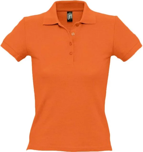 Рубашка поло женская People 210, оранжевая с логотипом СПб - фото № 1