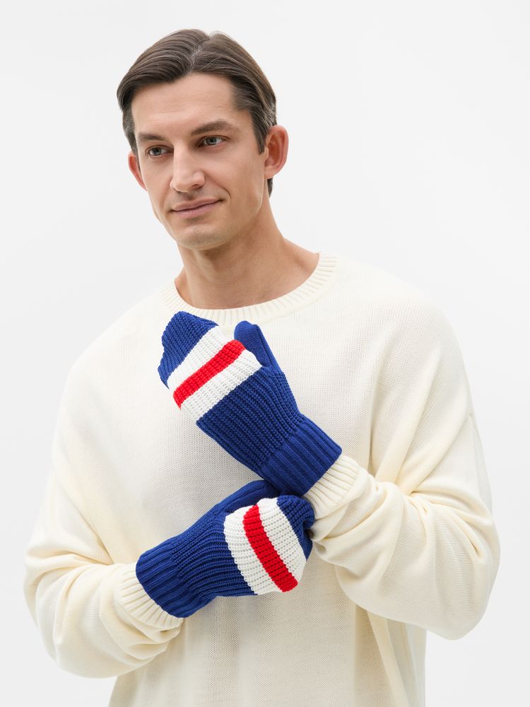 Варежки Winwear, темно-синие (кобальт) с логотипом СПб - фото № 4