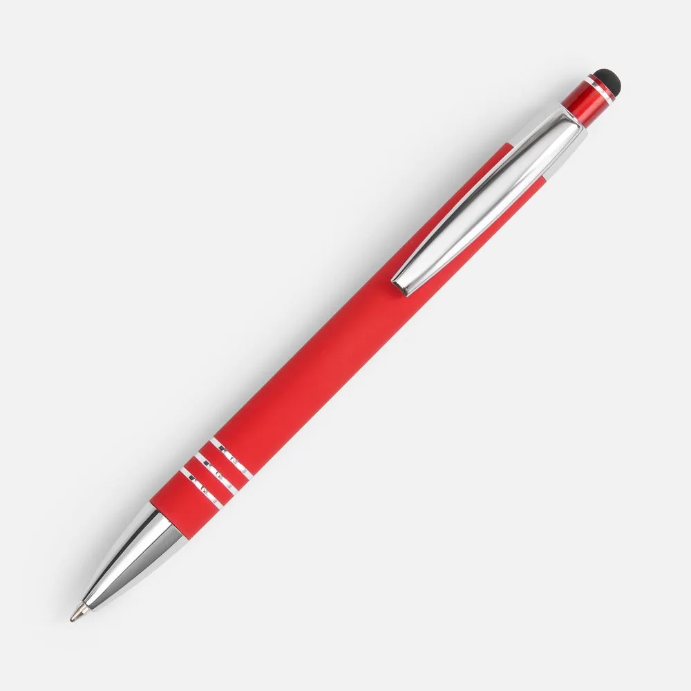 Ручка шариковая Sansen Soft Touch со стилусом, красная с логотипом СПб - фото № 3