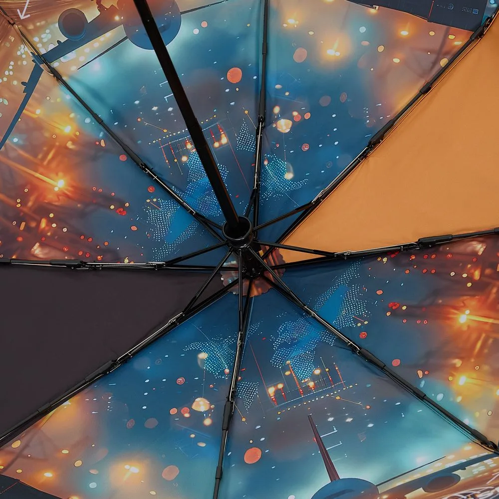 Зонт складной Monsoon с полной запечаткой купола изнутри на заказ с логотипом СПб - фото № 3