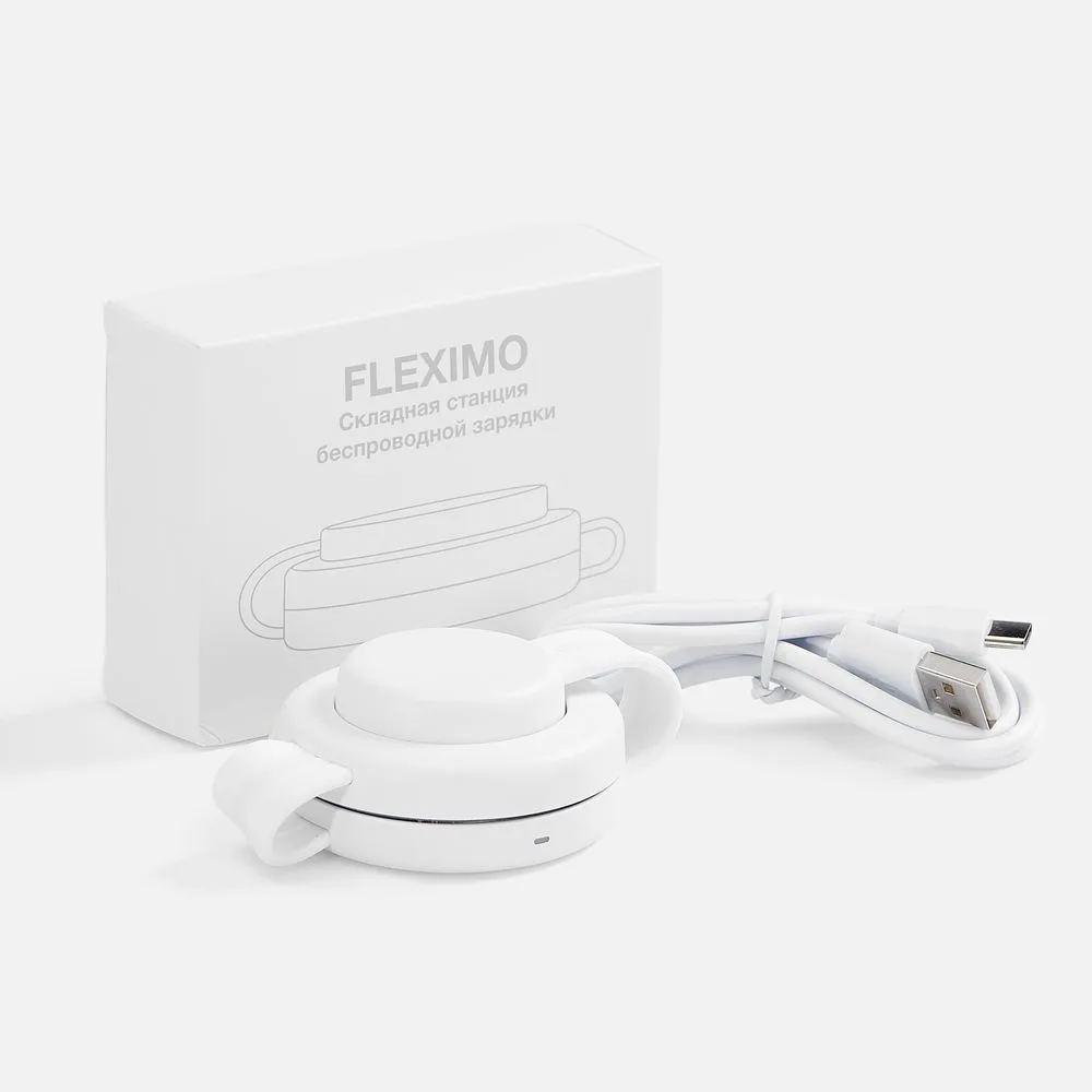 Складная станция беспроводной зарядки Fleximo, белая с логотипом СПб - фото № 5