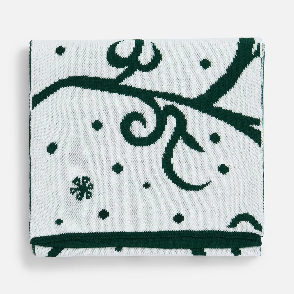 Шарф Adventino, темно-зеленый с молочным с логотипом СПб - фото № 3