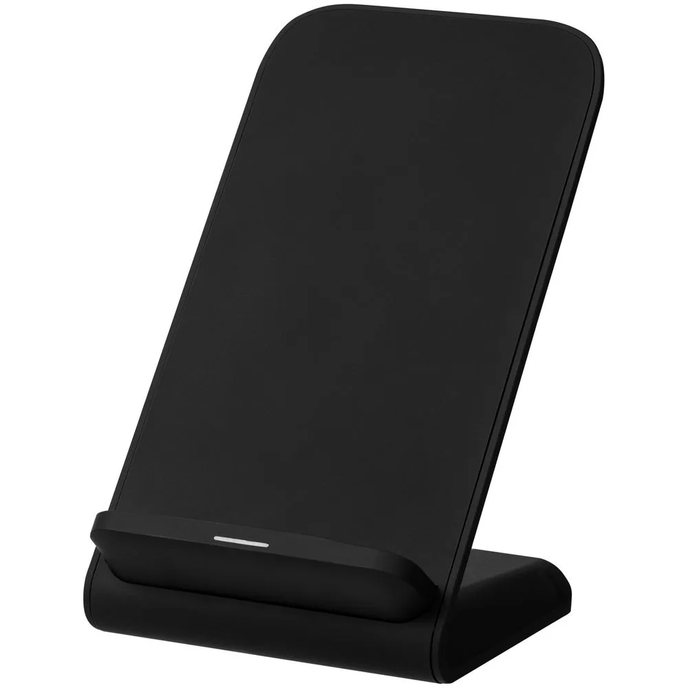 Беспроводное зарядное устройство с быстрой зарядкой Overtop, черное с логотипом СПб - фото № 3