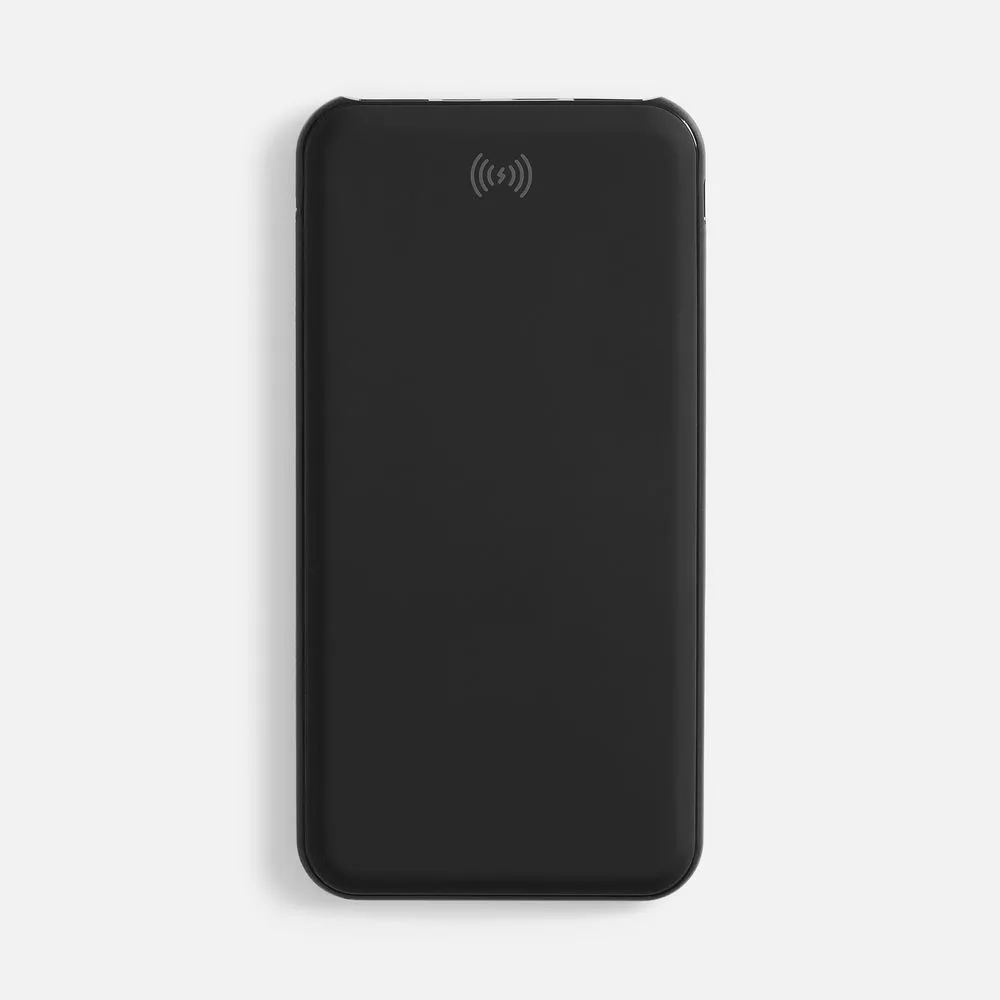 Аккумулятор с беспроводной зарядкой All Day Wireless, 10000 мАч, черный с логотипом СПб - фото № 2