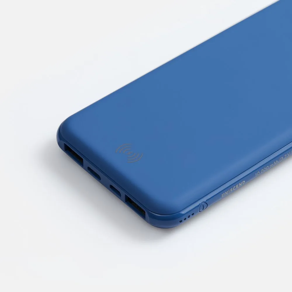 Аккумулятор с беспроводной зарядкой All Day Wireless 10000 мАч, синий с логотипом СПб - фото № 5