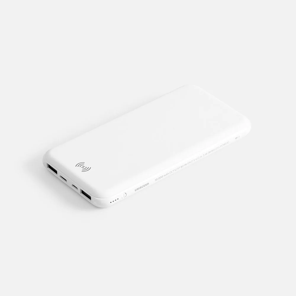 Аккумулятор с беспроводной зарядкой All Day Wireless, 10000 мАч, белый с логотипом СПб - фото № 1