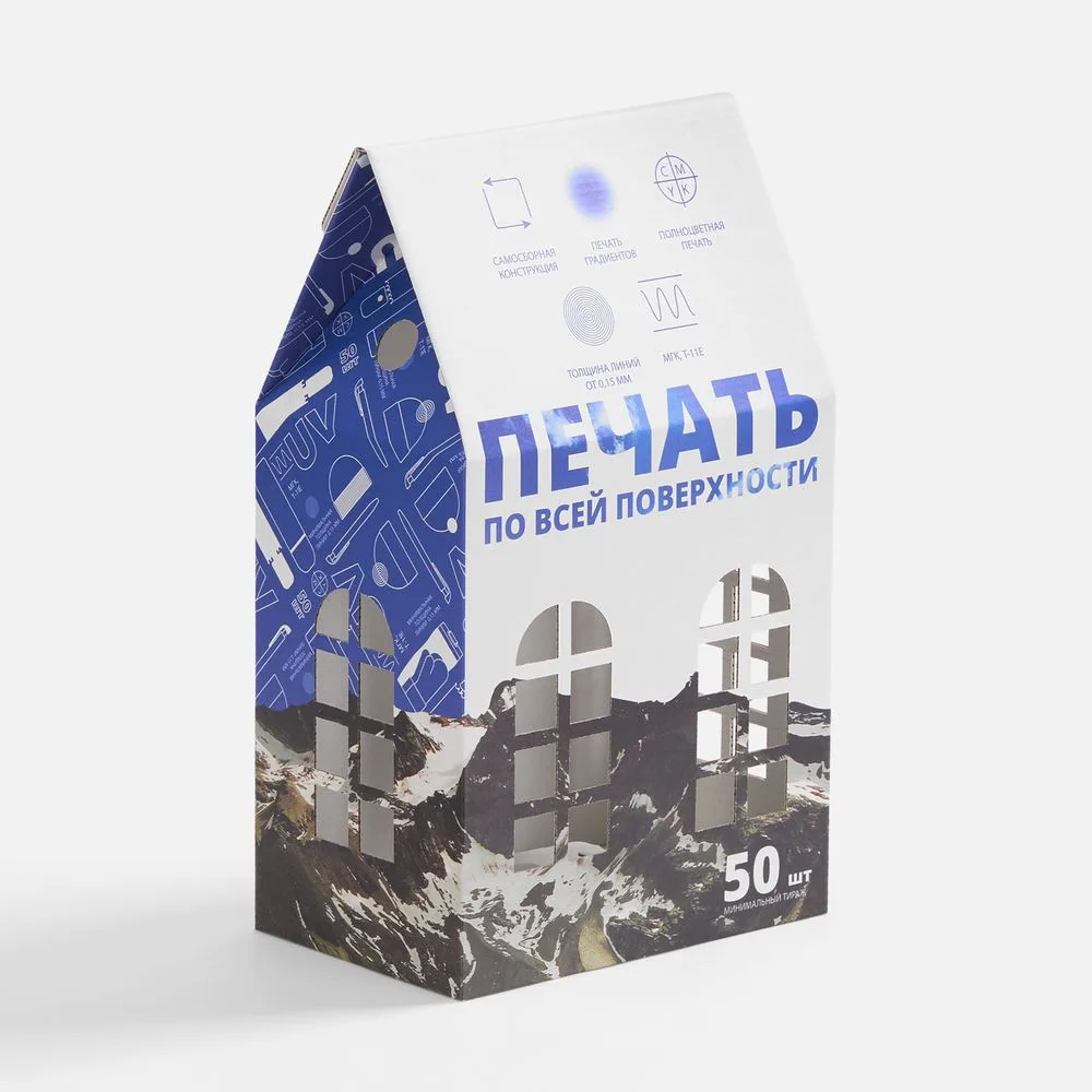 Коробка «Домик», L, с печатью на заказ с логотипом СПб - фото № 1