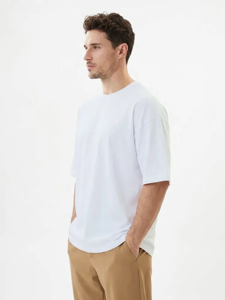 Футболка Oversize Premium 210, белая с логотипом СПб - фото № 1