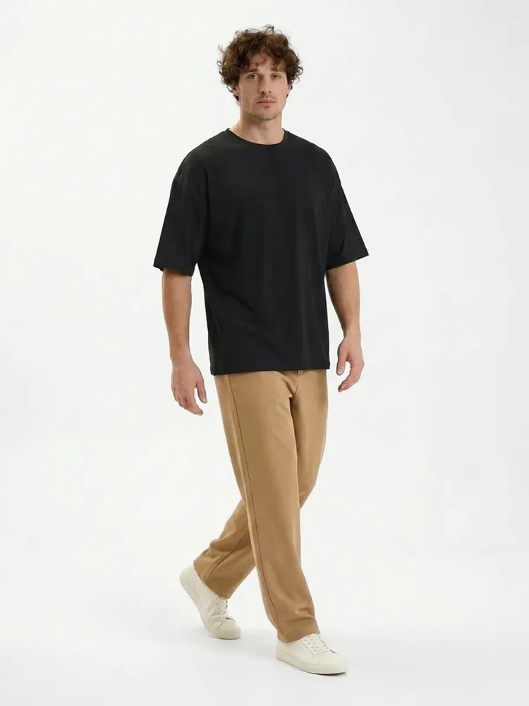 Футболка Oversize Premium 210, черная с логотипом СПб - фото № 6