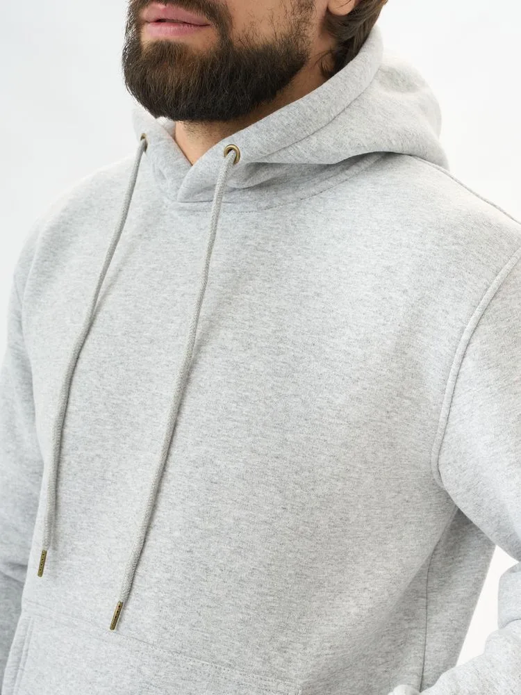 Худи Premium Heavy, серый меланж с логотипом СПб - фото № 2