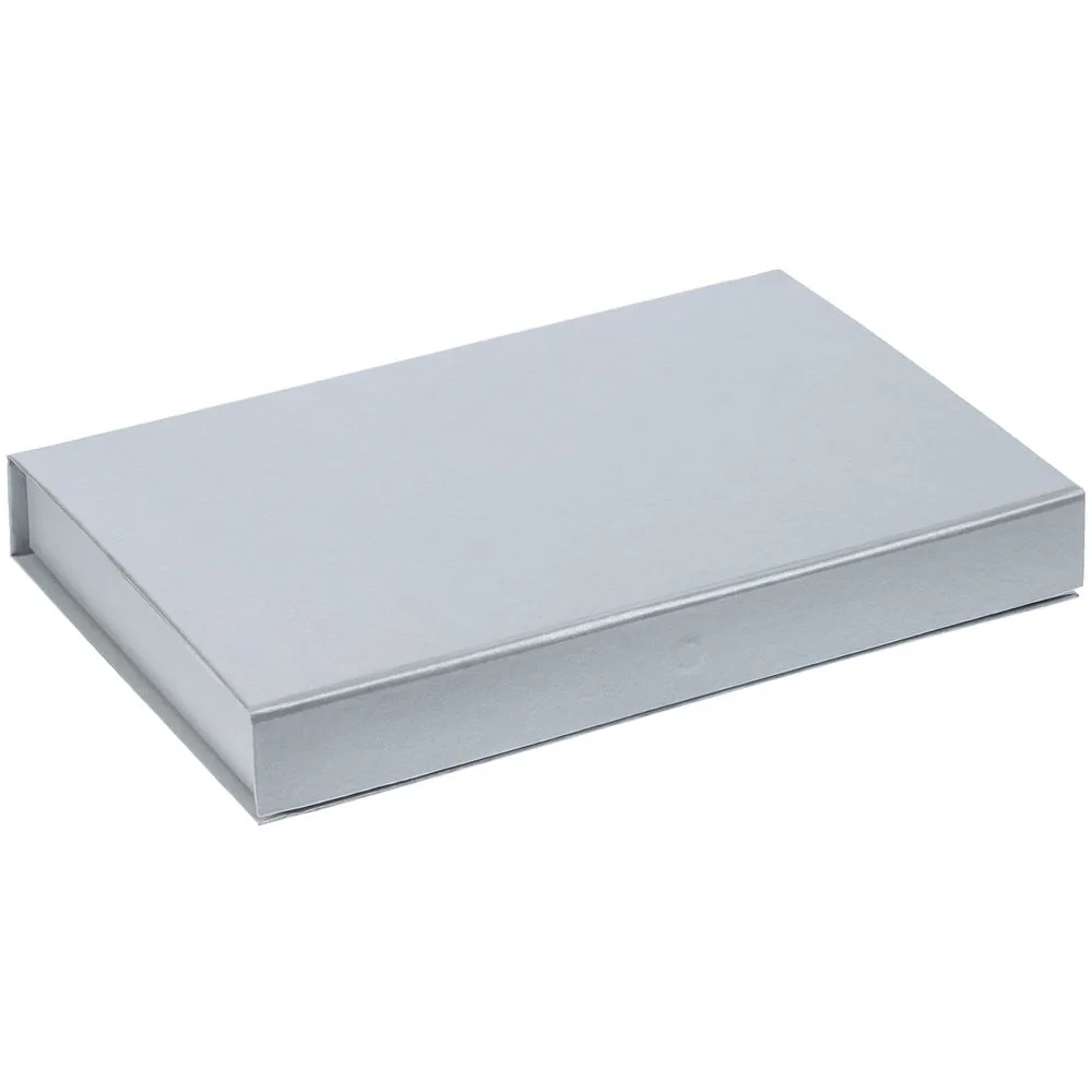 Коробка Silk с ложементом под ежедневник 13x21 см, флешку и ручку, ver. 2, серая с логотипом СПб - фото № 2