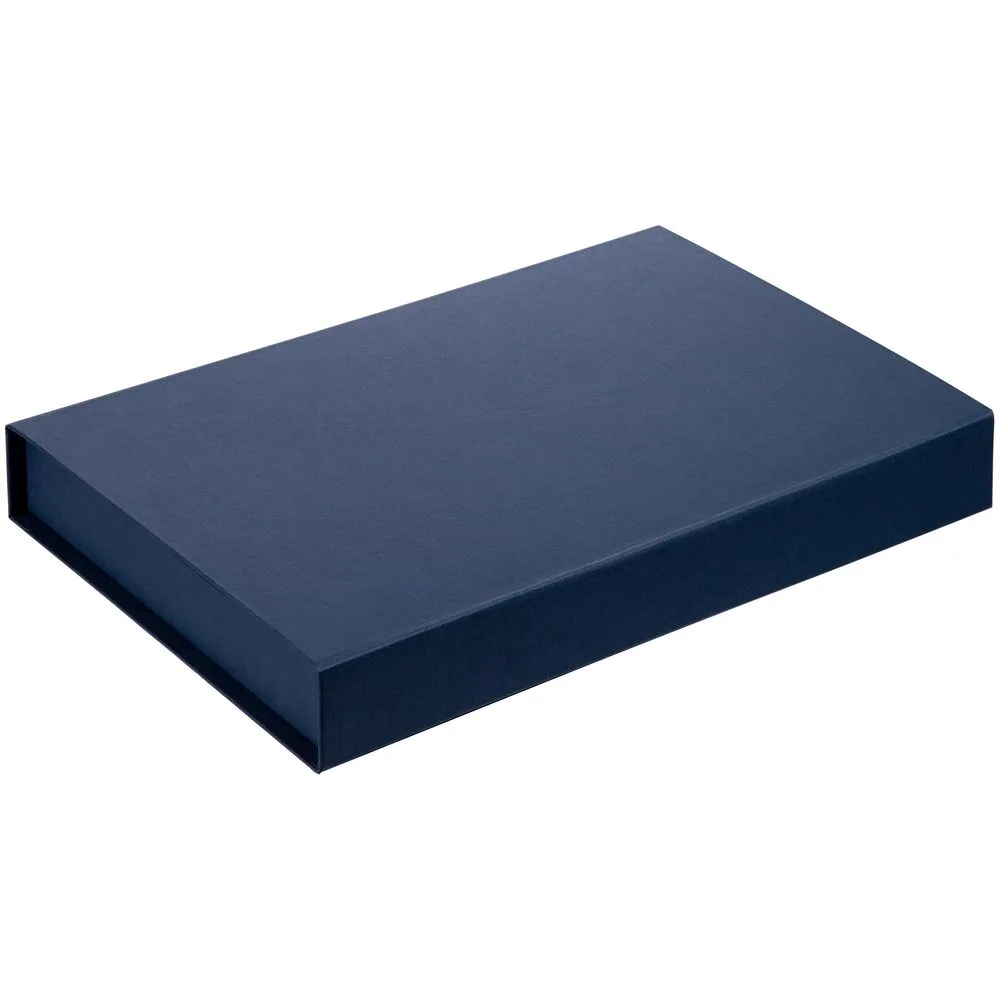 Коробка Silk с ложементом под ежедневник 13x21 см, флешку и ручку, ver. 2, темно-синяя с логотипом СПб - фото № 2
