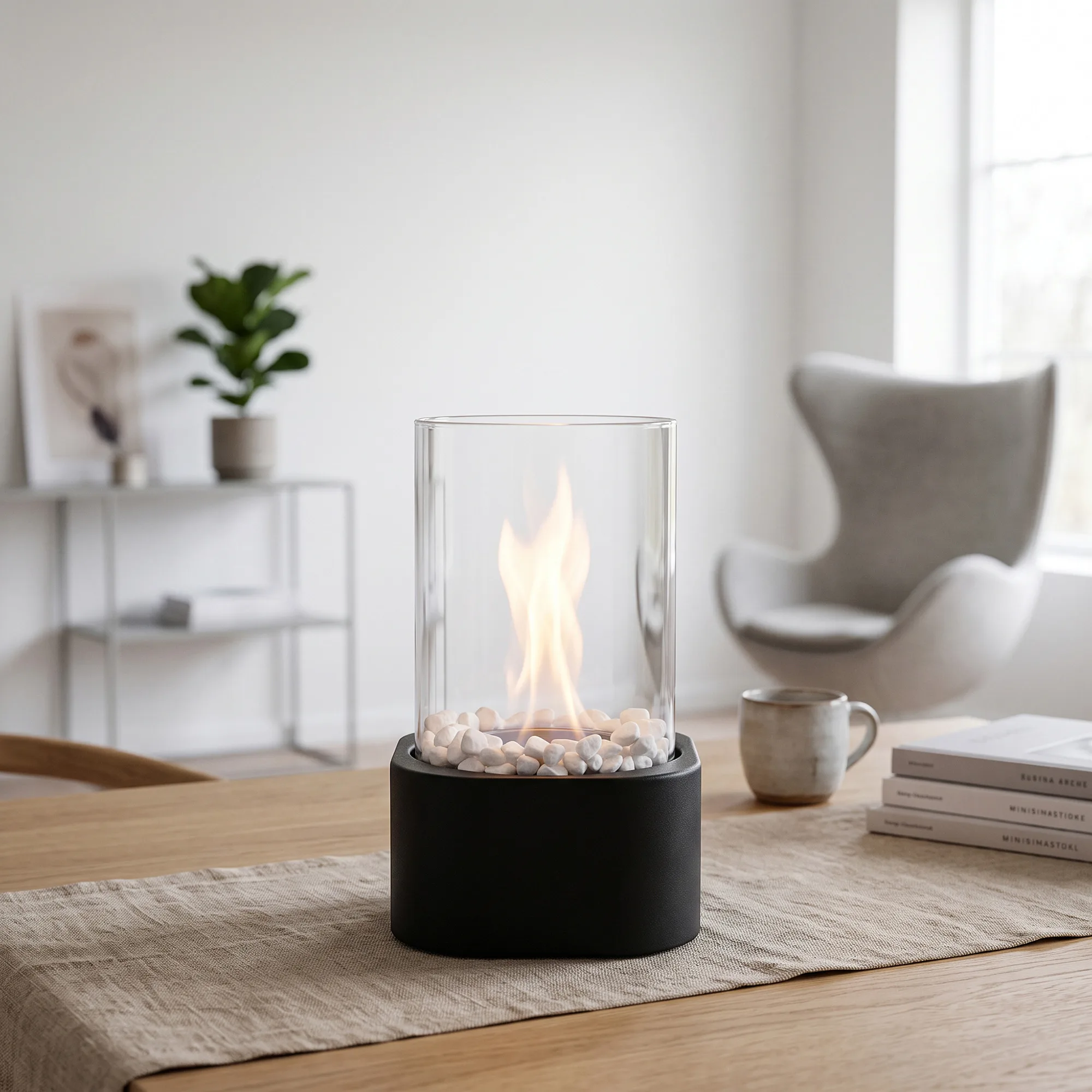 Биокамин квадратный «Hygge 3.0», черный с логотипом СПб - фото № 1