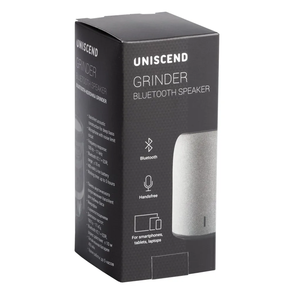 Беспроводная колонка Uniscend Grinder, серая с логотипом СПб - фото № 10