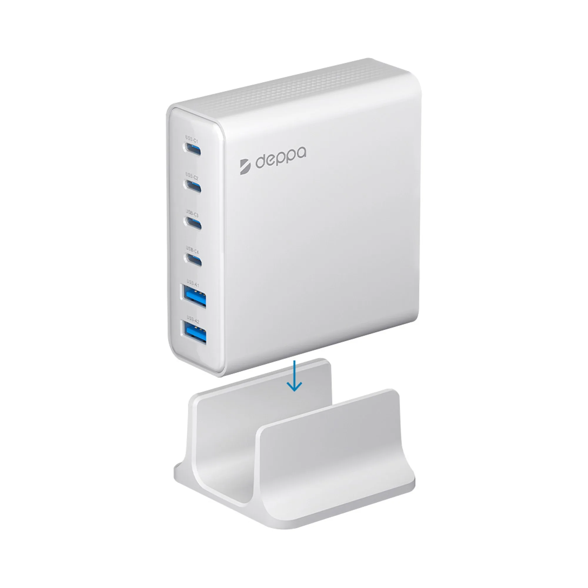 Зарядная станция 4xUSB Type-C, 2xUSB, PD, QC, 160Вт, белый с логотипом СПб - фото № 2