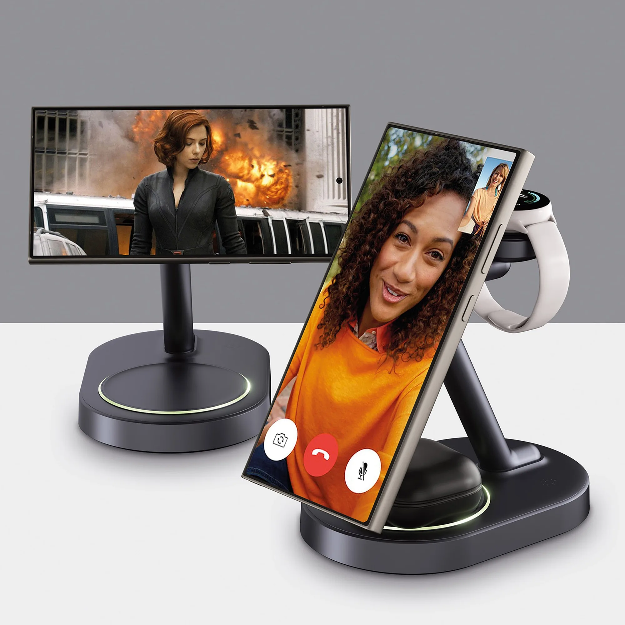 Беспроводная зарядная станция 3 в 1 MagSafe QI2 NEO Galaxy, черный с логотипом СПб - фото № 4