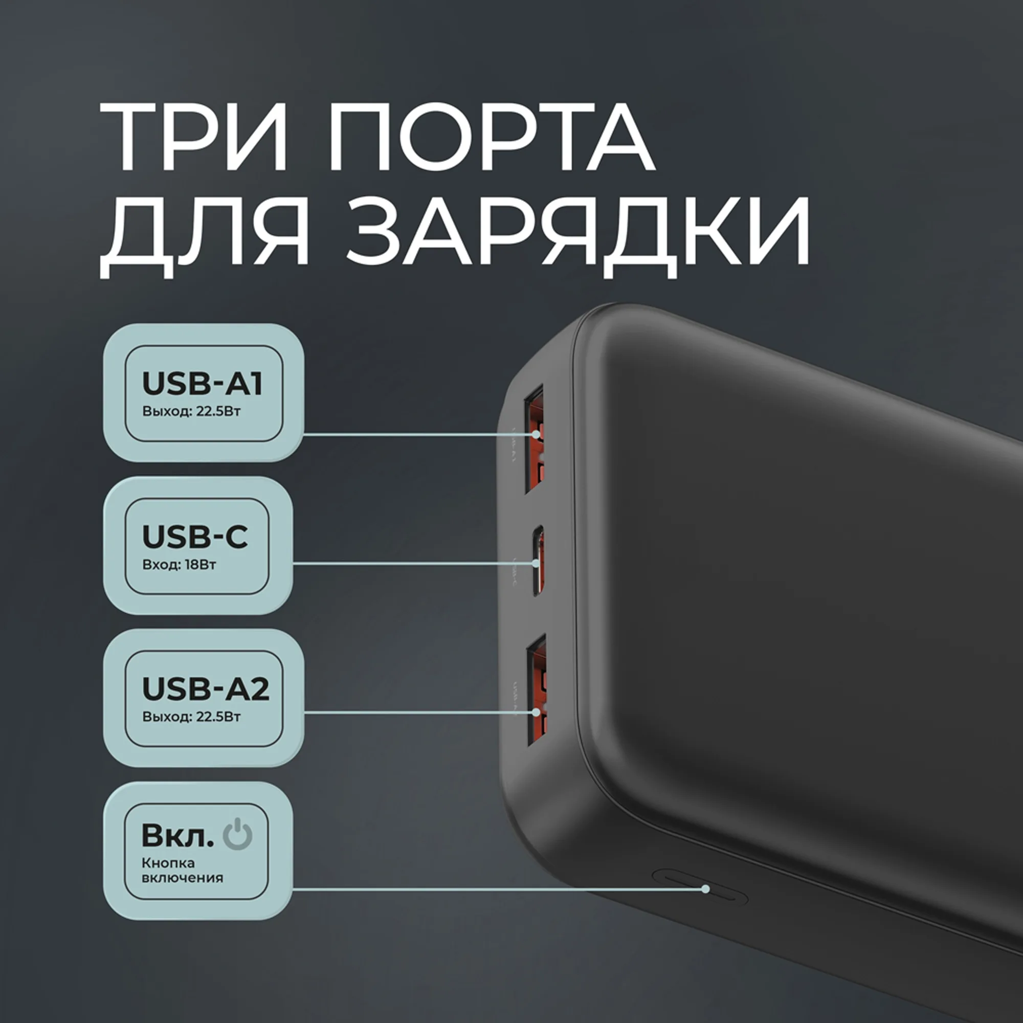 Внешний АКБ NRG Turbo V4 20000 мА-ч, дисплей, черный, размер 20000 mAh с логотипом СПб - фото № 3