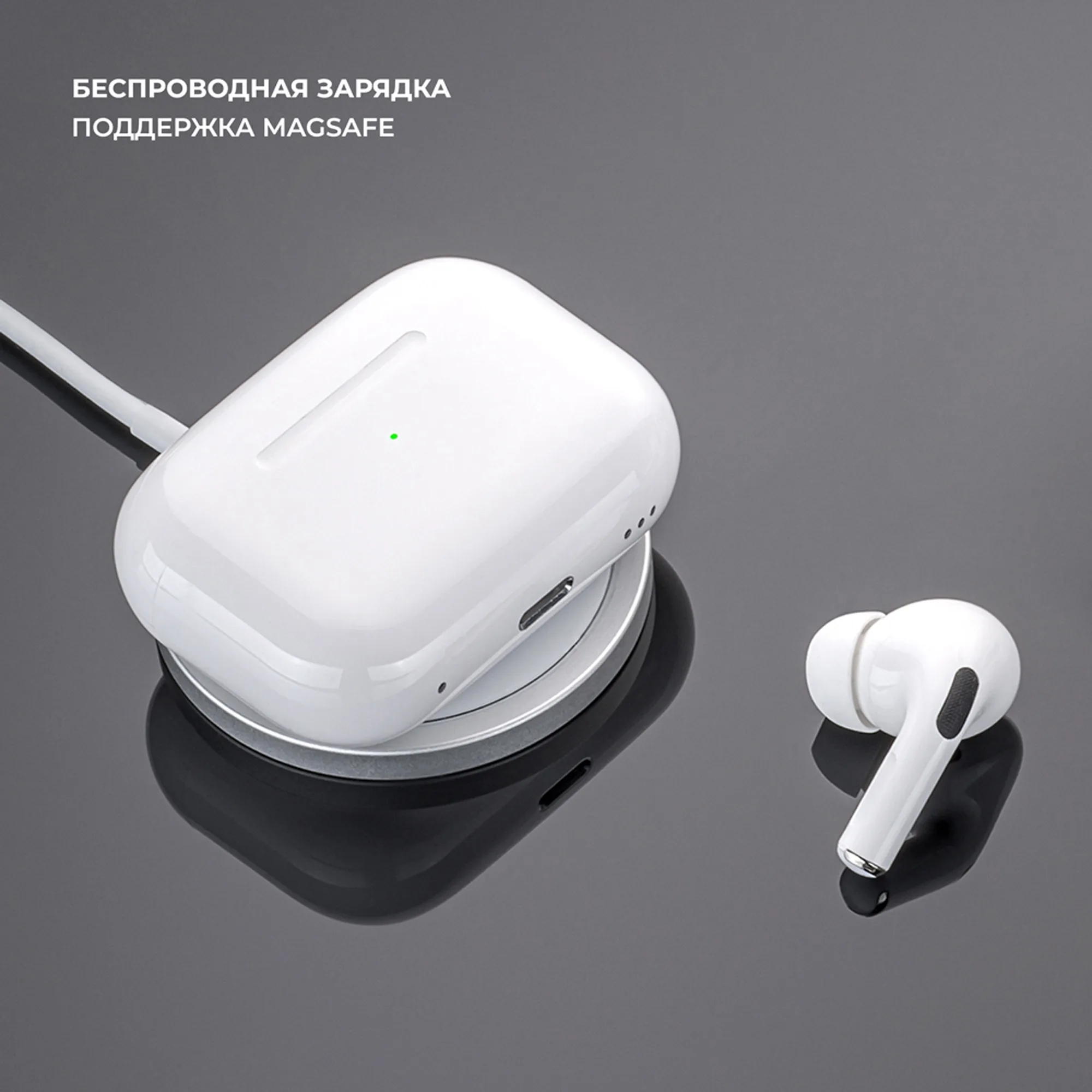 Беспроводные наушники с микрофоном Air Pro 2 ANC, TWS, BT 5.3, 300 мАч, ANC, QI, белый с логотипом СПб - фото № 5
