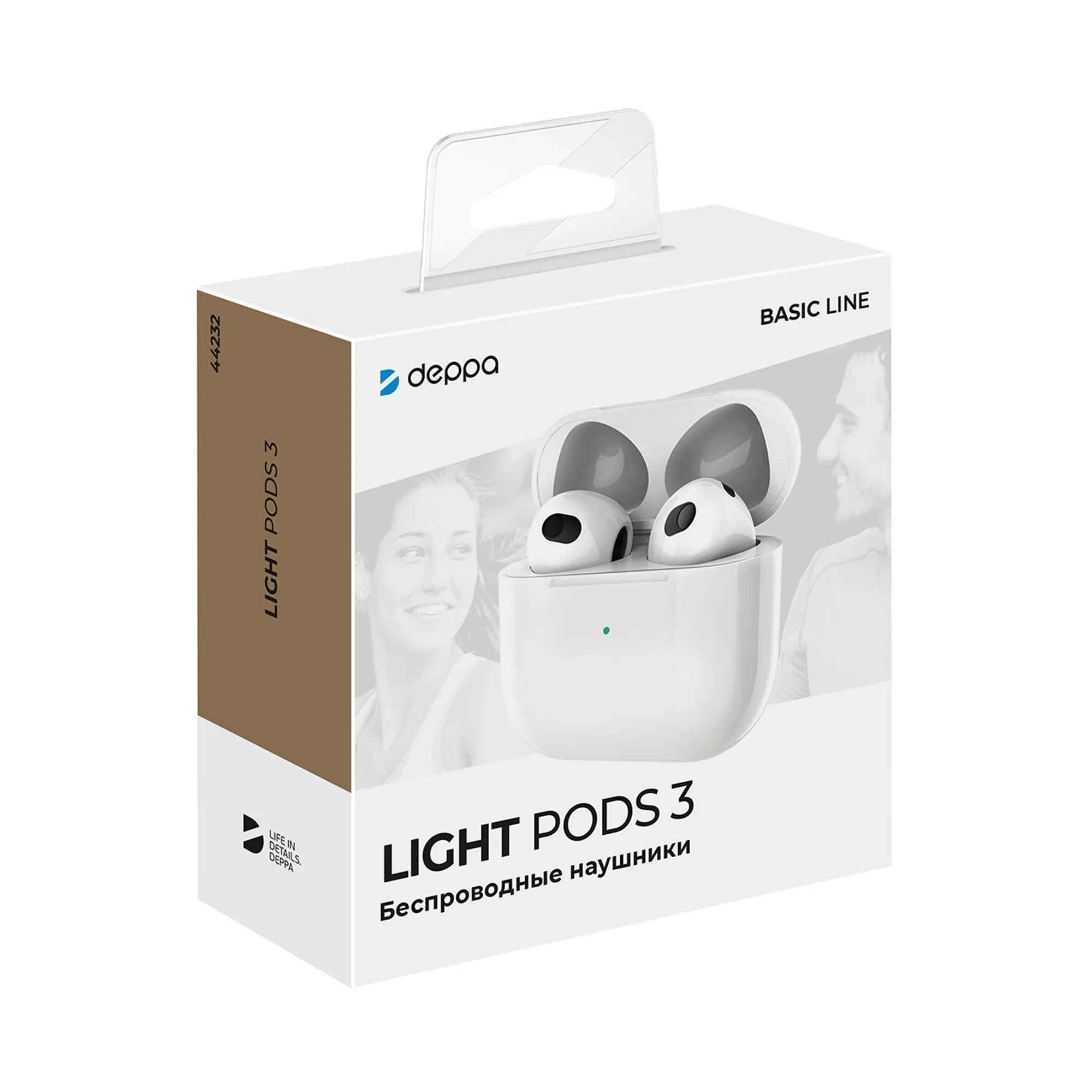 Беспроводные наушники с микрофоном Light Pods 3 , TWS, BT 5.4, 300 мАч, белый с логотипом СПб - фото № 4