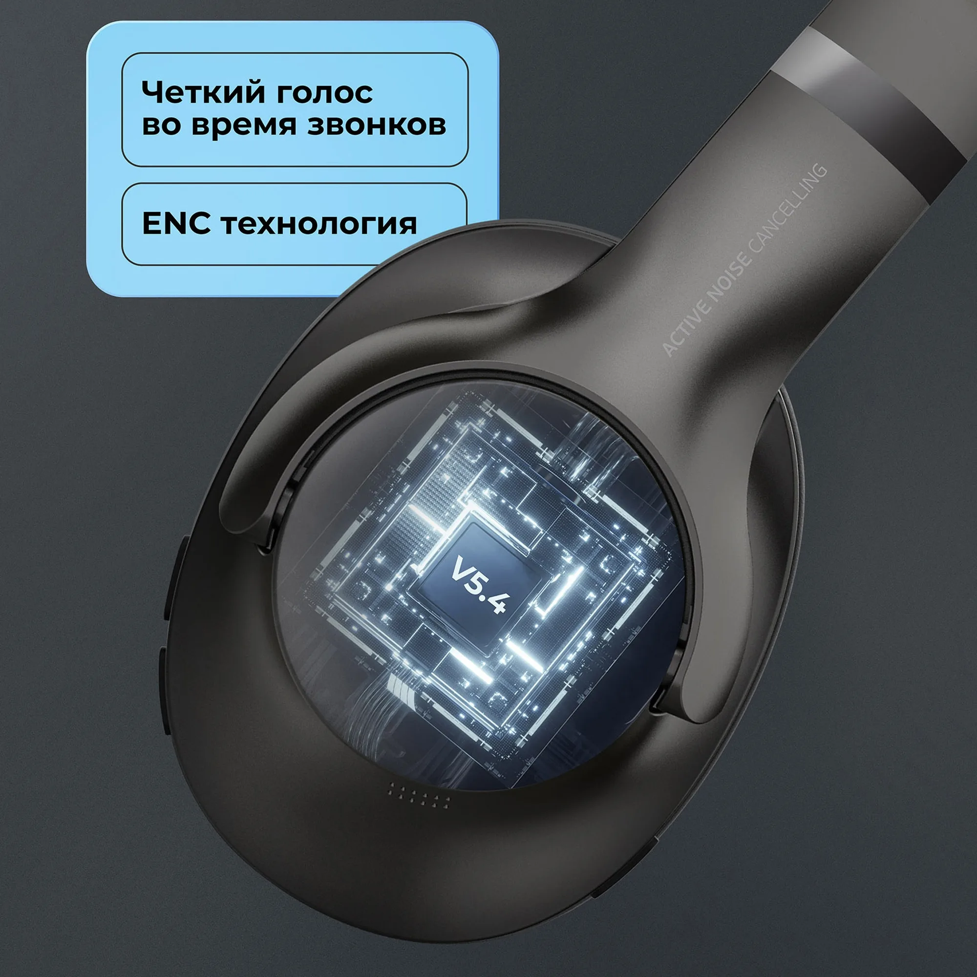 Беспроводные накладные наушники Stereo Ultra ANC, BT 5.4, ANC/ENC, 500мАч, черный с логотипом СПб - фото № 4