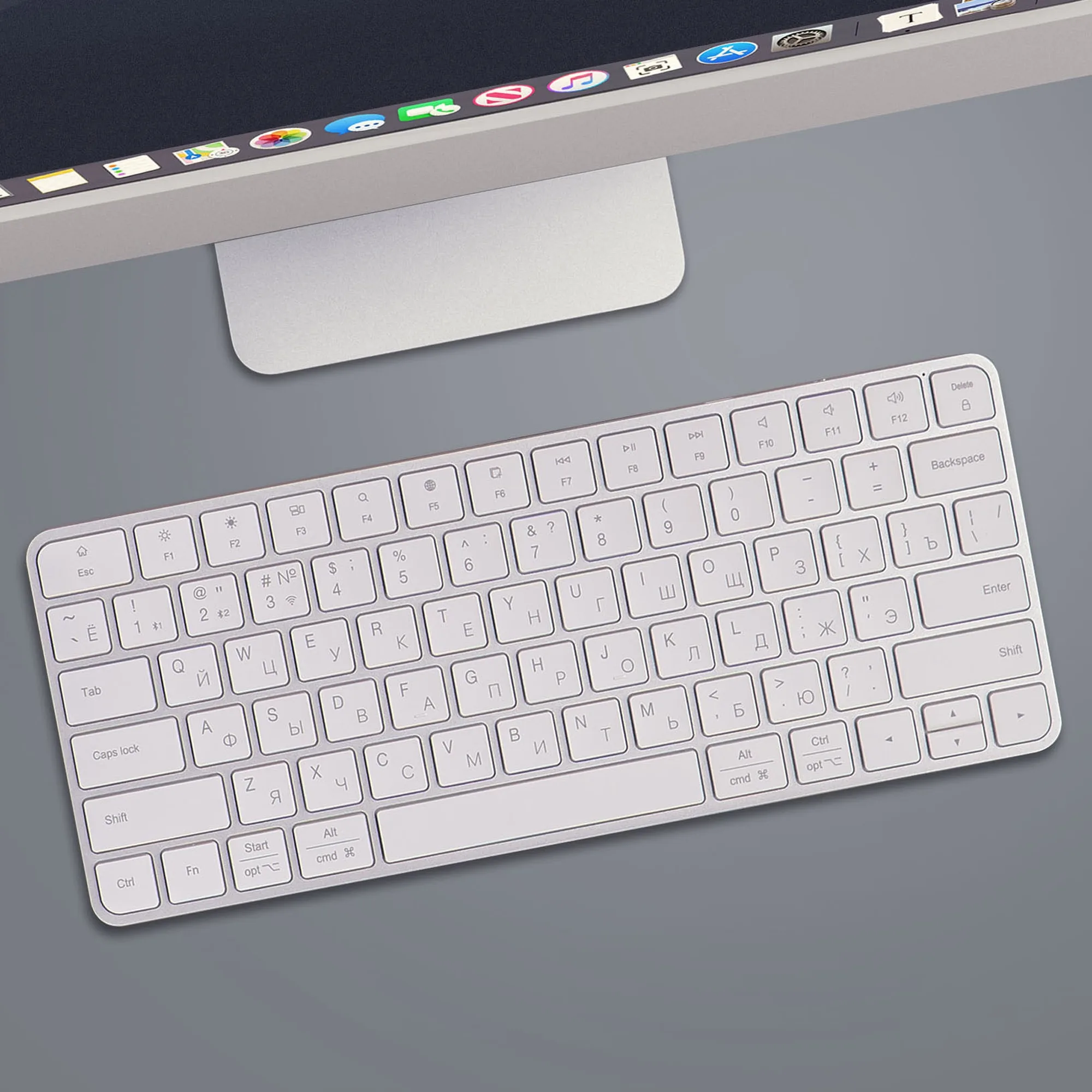Беспроводная клавиатура Air Keyboard для MAC, Windows, 500 мАч, алюминий, белый с логотипом СПб - фото № 4