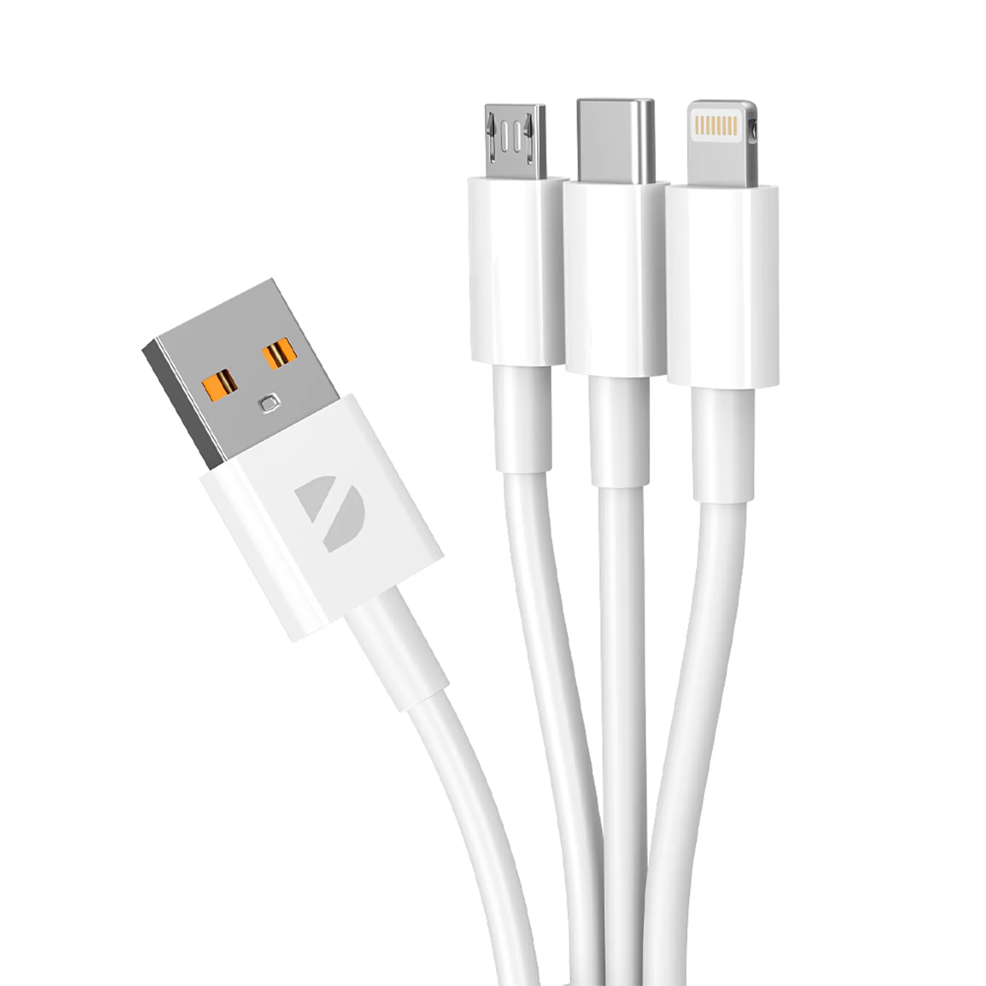 Дата-кабель 3 в 1: micro USB, USB-C, Ligthning, 1.2м, белый с логотипом СПб - фото № 2