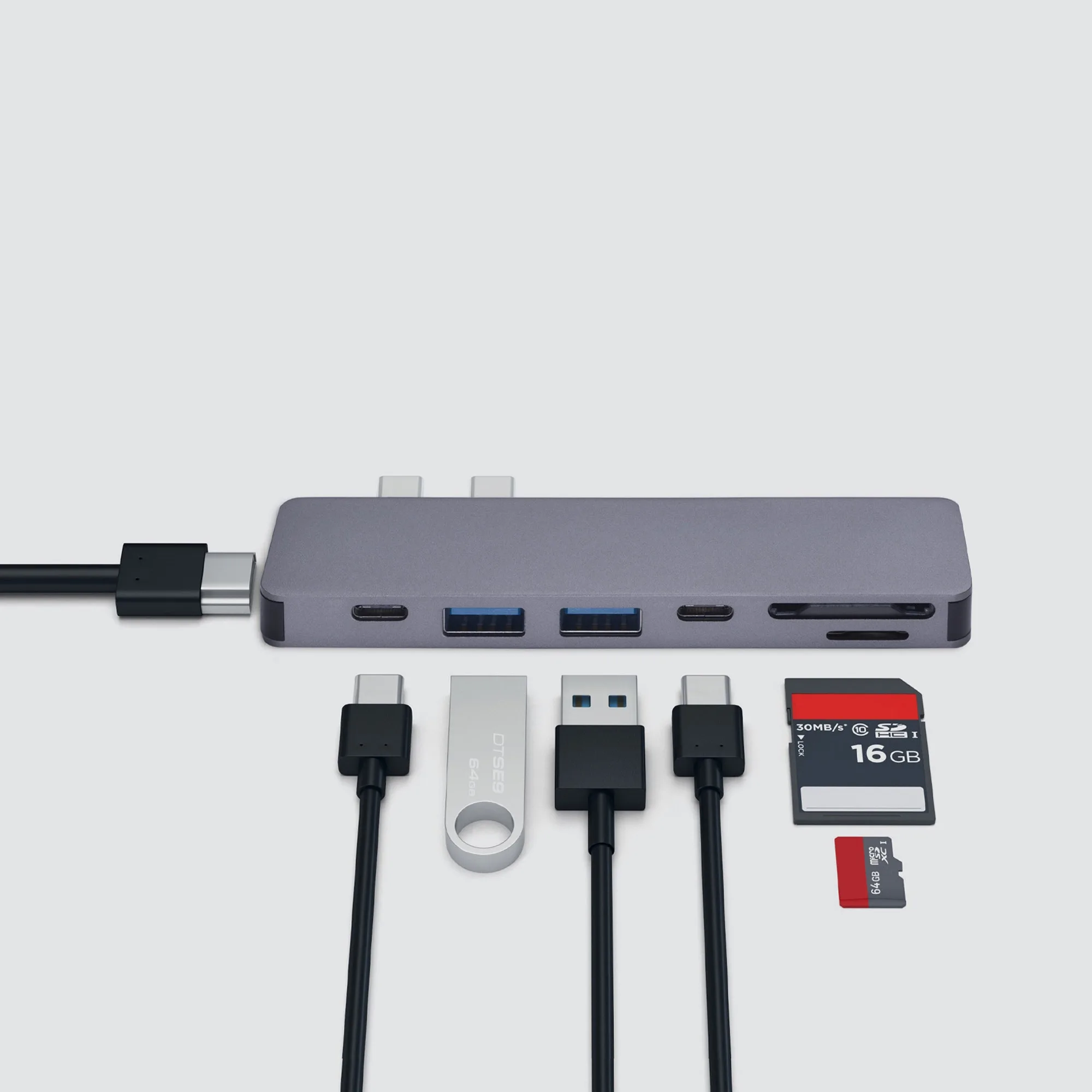 USB-C адаптер для MacBook 7-в-1, серебристый с логотипом СПб - фото № 3
