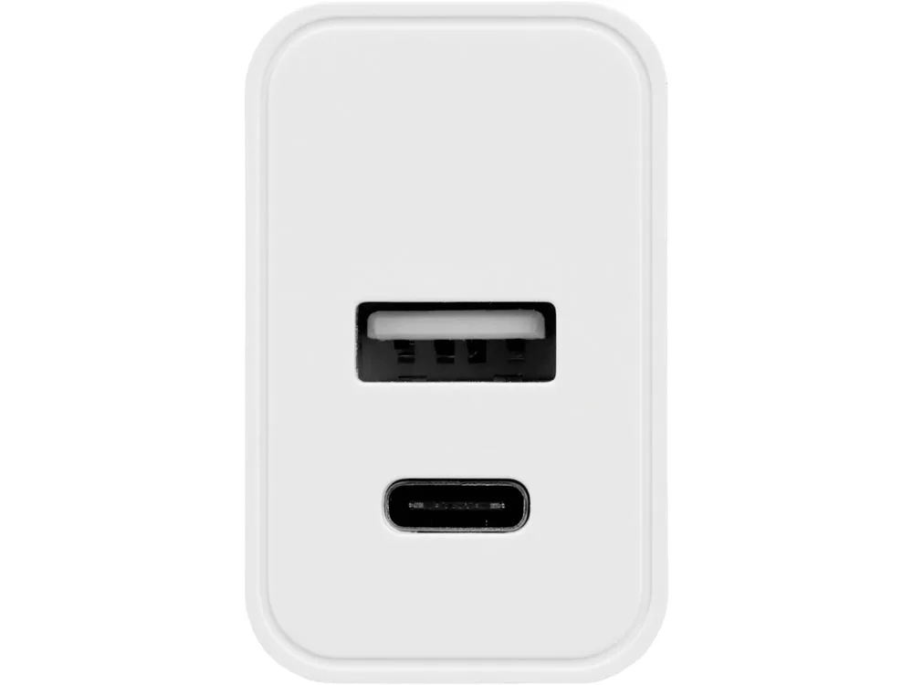 Сетевое зарядное устройство c выходами USB-A и USB-C «Recharger», 10 Вт, белый с логотипом СПб - фото № 3