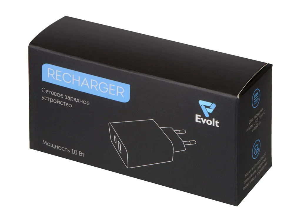 Сетевое зарядное устройство c выходами USB-A и USB-C «Recharger», 10 Вт, белый с логотипом СПб - фото № 4