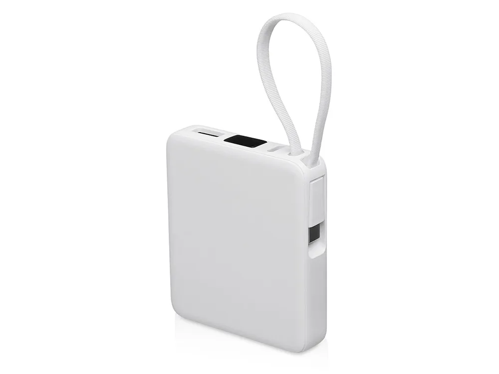 Внешний аккумулятор со встроенным кабелем USB-C «Дэнси», 5000 мАч, белый с логотипом СПб - фото № 1