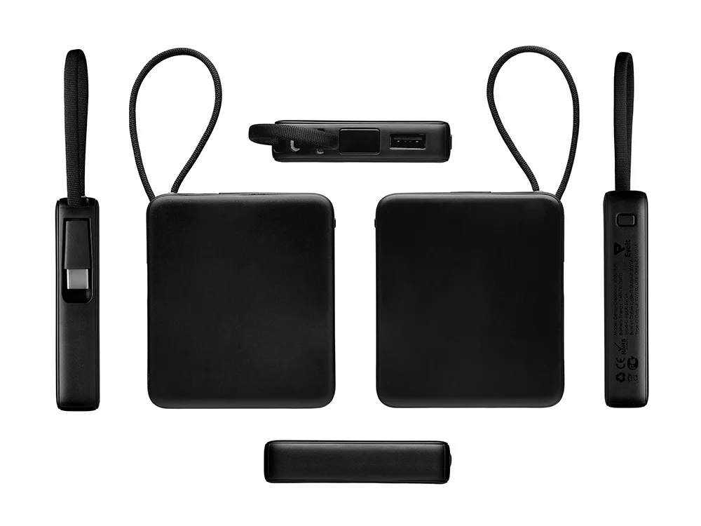 Внешний аккумулятор со встроенным кабелем USB-C «Дэнси», 5000 мАч, черный с логотипом СПб - фото № 4