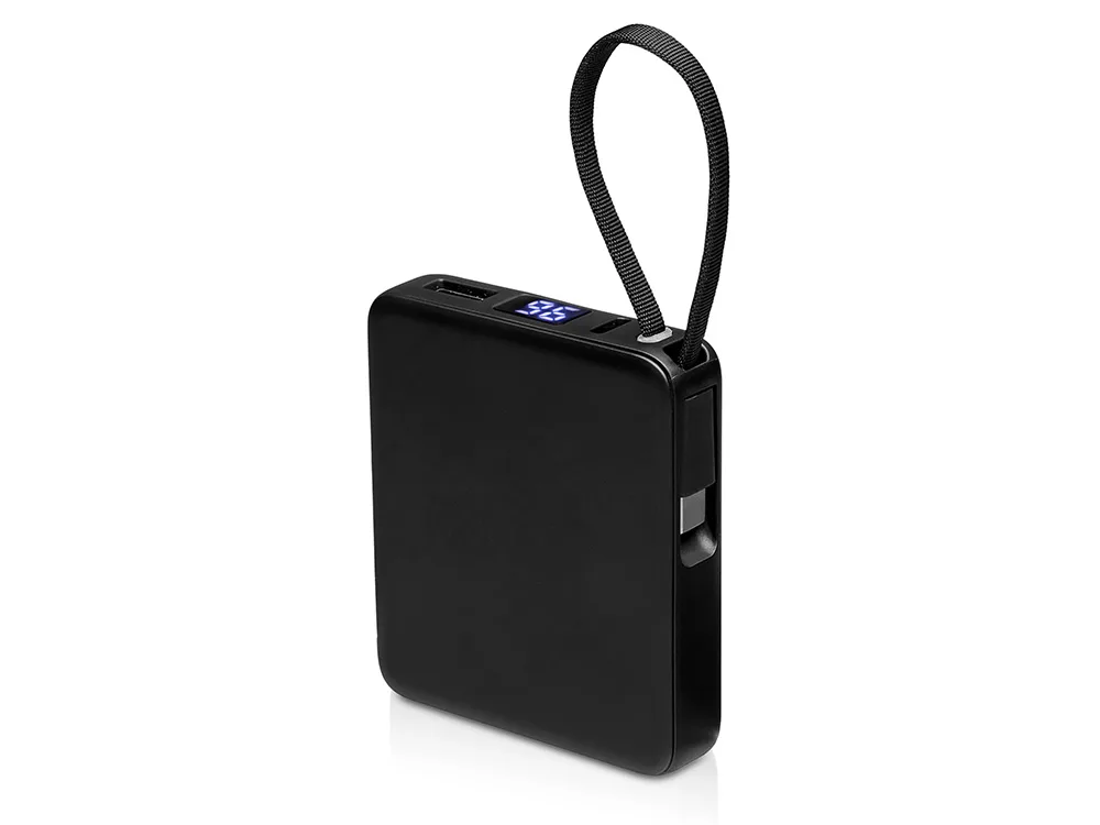 Внешний аккумулятор со встроенным кабелем USB-C «Дэнси», 5000 мАч, черный с логотипом СПб - фото № 1