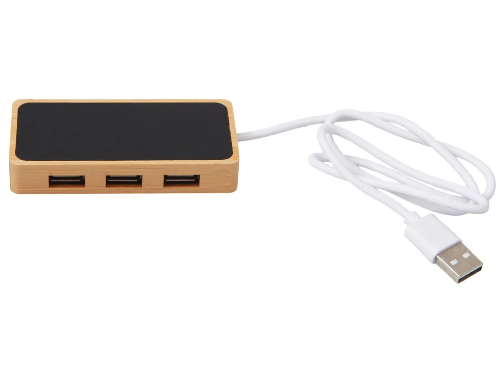 USB хаб с подсветкой лого «Reedia S5», 3*USB, 1*Type C, черный/натуральный с логотипом СПб - фото № 3