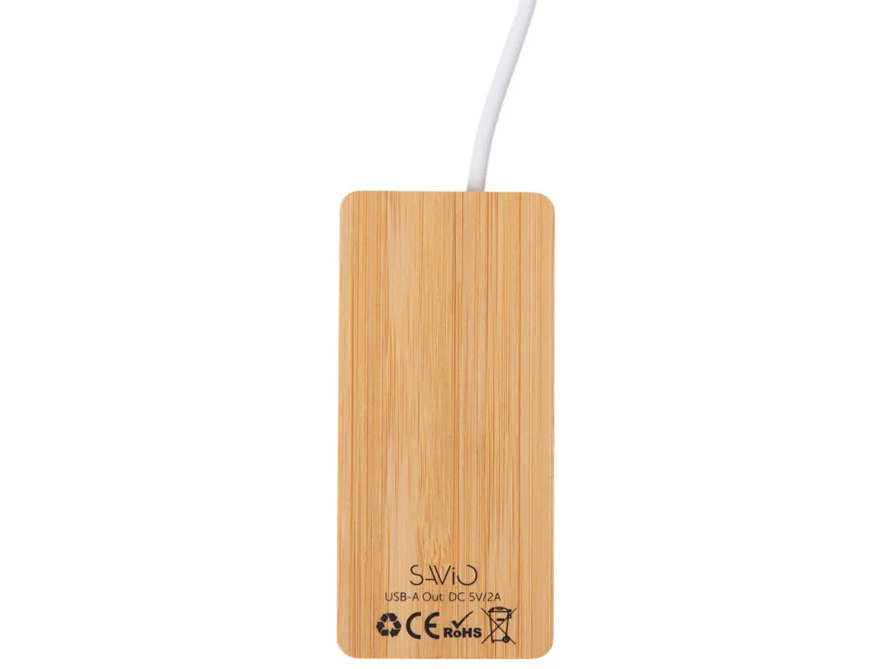 USB хаб с подсветкой лого «Reedia S5», 3*USB, 1*Type C, черный/натуральный с логотипом СПб - фото № 5