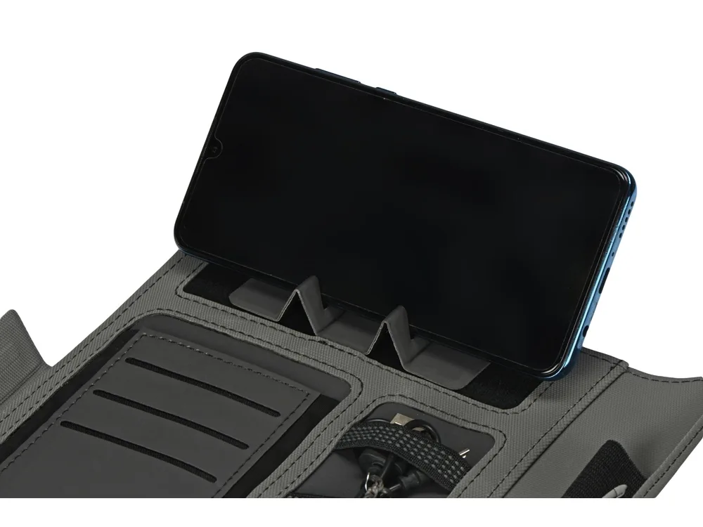 Органайзер с беспроводной зарядкой «Powernote», 5000 mAh, светло-серый с логотипом СПб - фото № 13