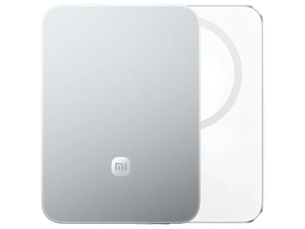 Внешний аккумулятор Xiaomi UltraThin Magnetic Power Bank 15W, 5000 мАч, серебристый с логотипом СПб - фото № 3
