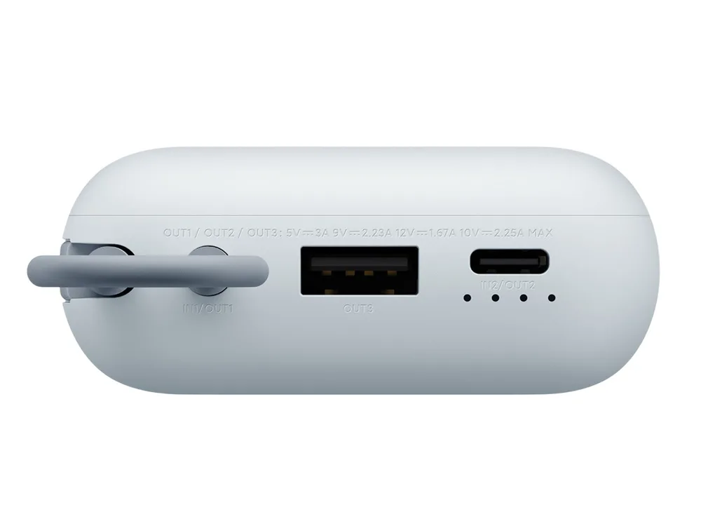 Внешний аккумулятор со встроенным кабелем Mi Power Bank (Integrated Cable), 10000 мАч, голубой лед с логотипом СПб - фото № 6