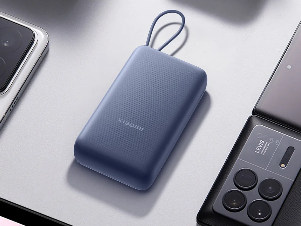 Внешний аккумулятор со встроенным кабелем Xiaomi 33W Power Bank (Integrated Cable), 20000 мАч, синий с логотипом СПб - фото № 3