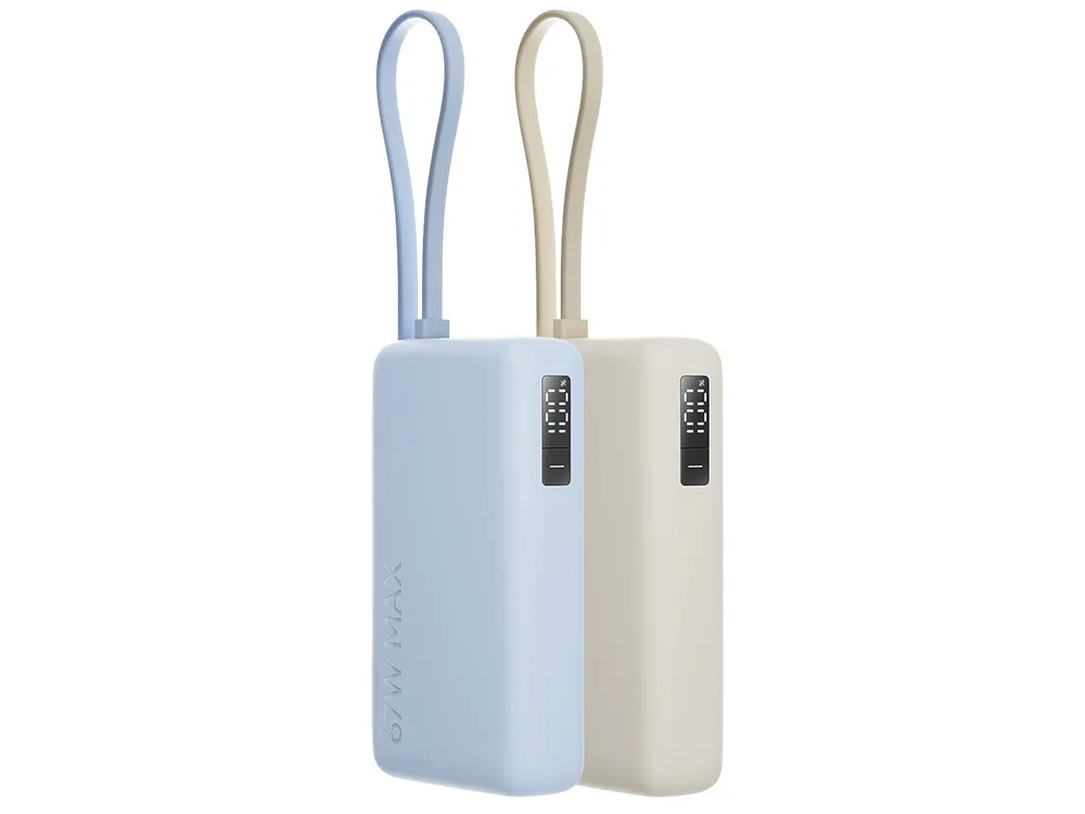 Внешний аккумулятор со встроенным кабелем Xiaomi 67W Power Bank (Integrated Cable), 10000 мАч, голубой с логотипом СПб - фото № 6