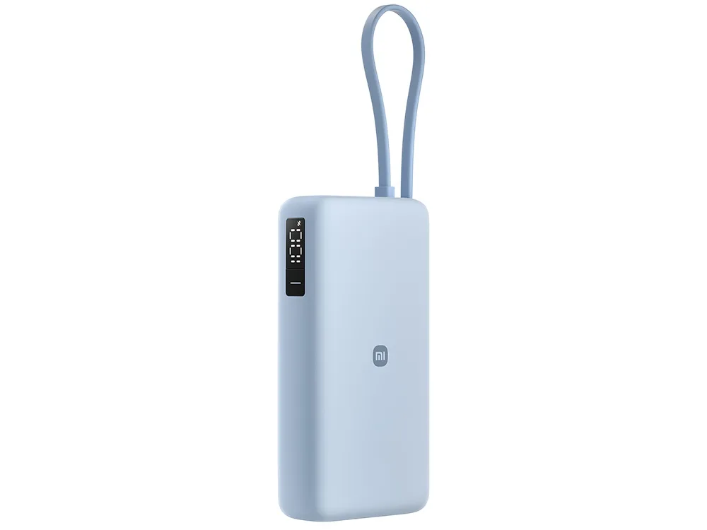 Внешний аккумулятор со встроенным кабелем Xiaomi 67W Power Bank (Integrated Cable), 20000 мАч, голубой с логотипом СПб - фото № 2